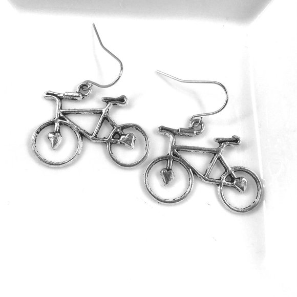 Miniature Bicycle Bike Sports Cycling Fun Athletic Travel Charm Earrings - Picture 2 of 2